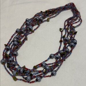 Magnetic clasp Multi-Strand Purple Beaded Statement Necklace